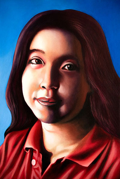 Ritratto di Lina, olio su tela. Un'illustrazione in stile contemporaneo.