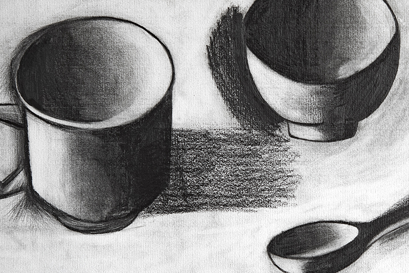 Progress in a sixth-grade student's drawing: evolving chiaroscuro, proportions, and attention to detail.